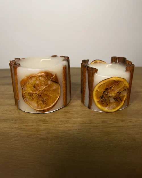 Conjunto Vela de Canela e Laranja