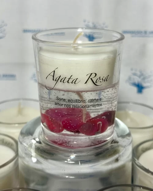 Vela Pedras Preciosas Rosa
